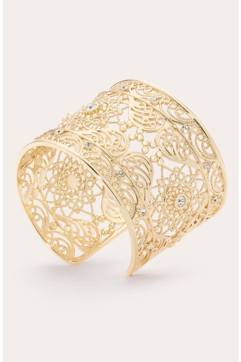Laya Medallion Cuff Bracelet, Alternate, color, GOLD