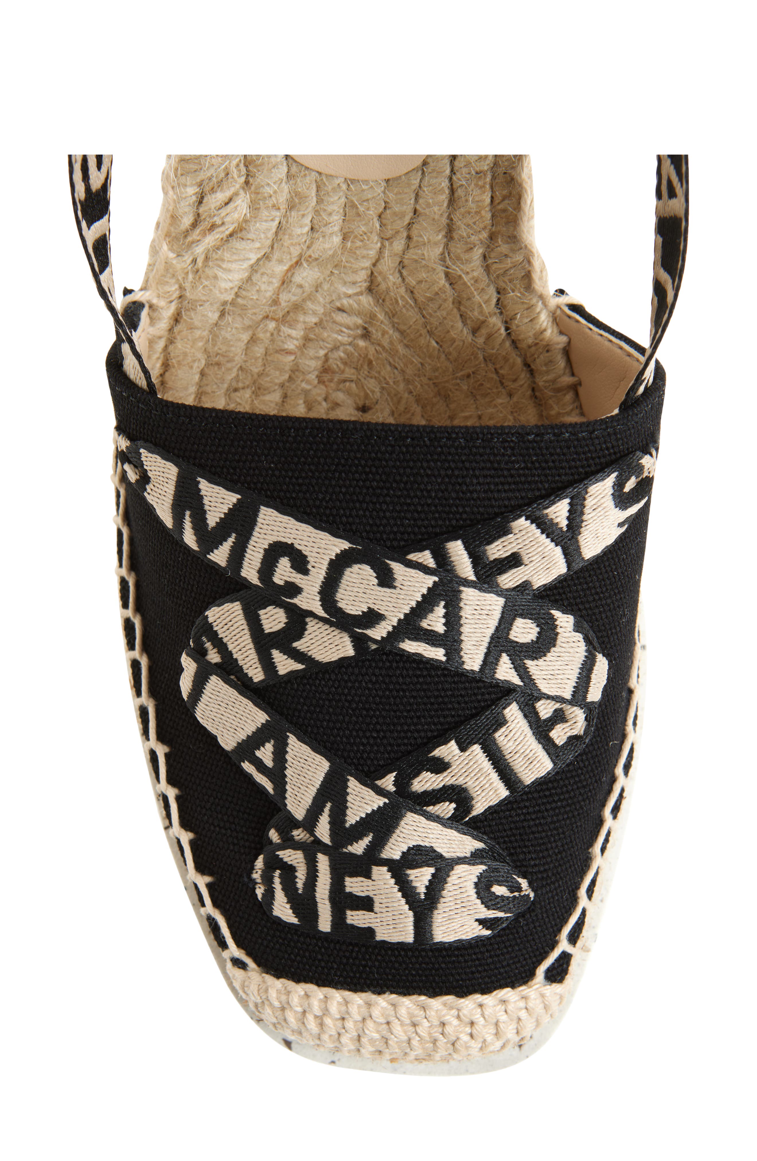 Stella McCartney Gaia Logo Strap Organic Canvas Platform Wedge Espadrille, Alternate, color, 
