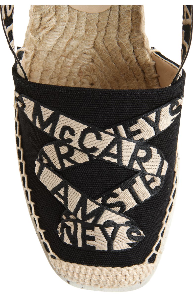 Stella McCartney Gaia Logo Strap Organic Canvas Platform Wedge Espadrille, Alternate, color,