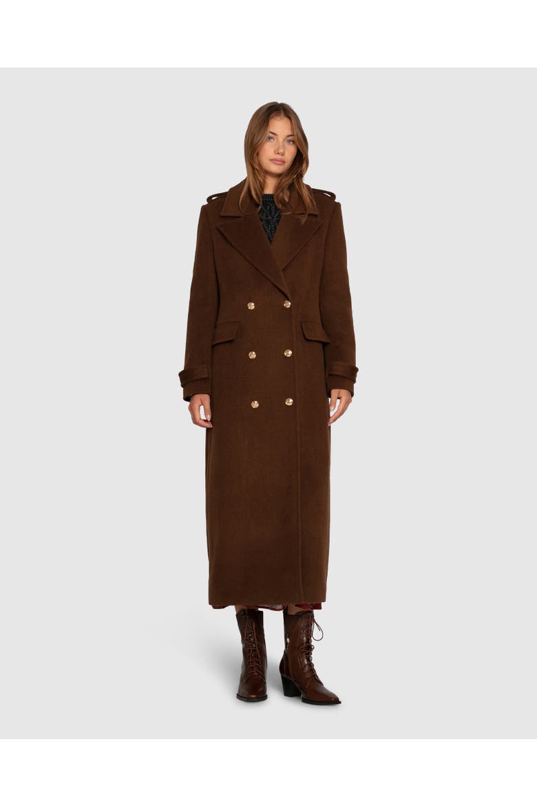 Command Wool Blend Double Breast Maxi Coat, Main, color, Medium Brown