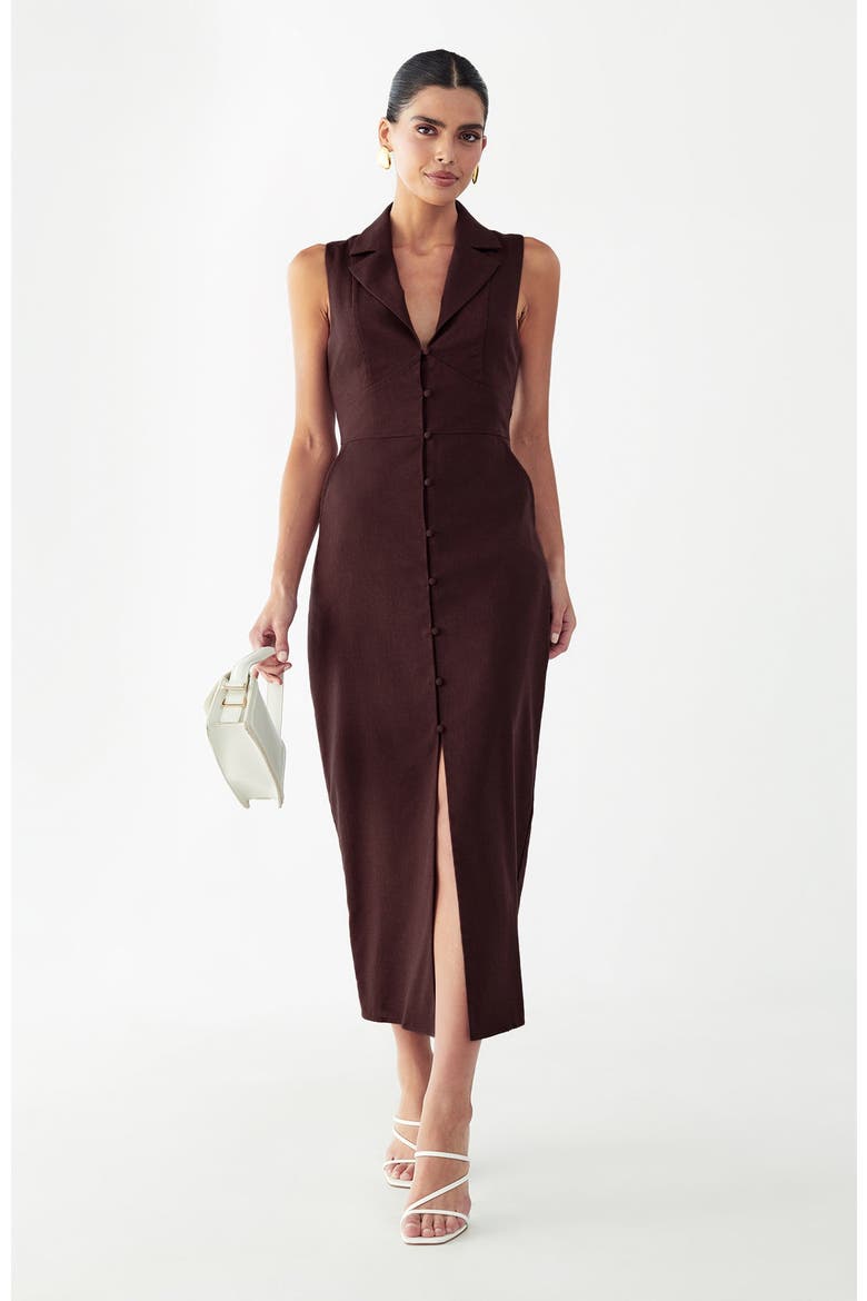 Barossa Midi Dress, Alternate, color, Chocolate