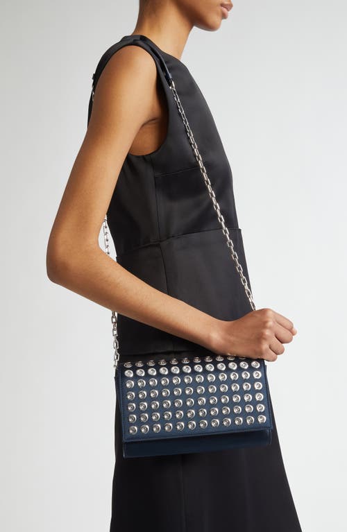 Christian Louboutin Crystal Grommet Satin Wallet On A Chain In Black