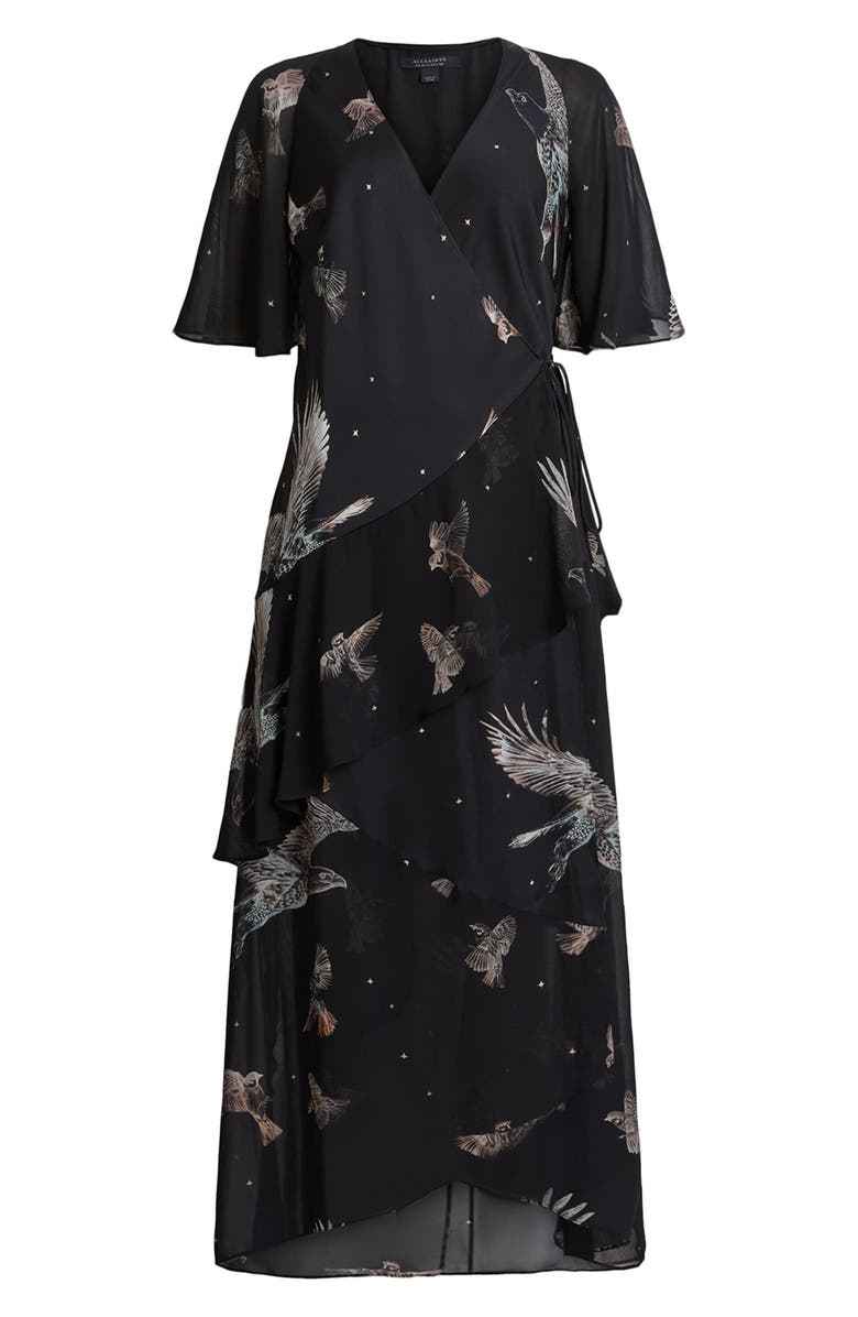 AllSaints Alana Midi Wrap Dress, Alternate, color, 