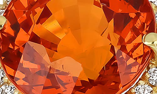 Bony Levy Pavé Diamond Halo Round Cut Mandarin Garnet Ring In 18k Yg/mandarin Garnet/diam.