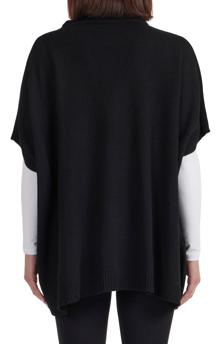 Bruno Magli Wool & Cashmere Blend Chain Trim Knit Capelet Top, Alternate, color, Black