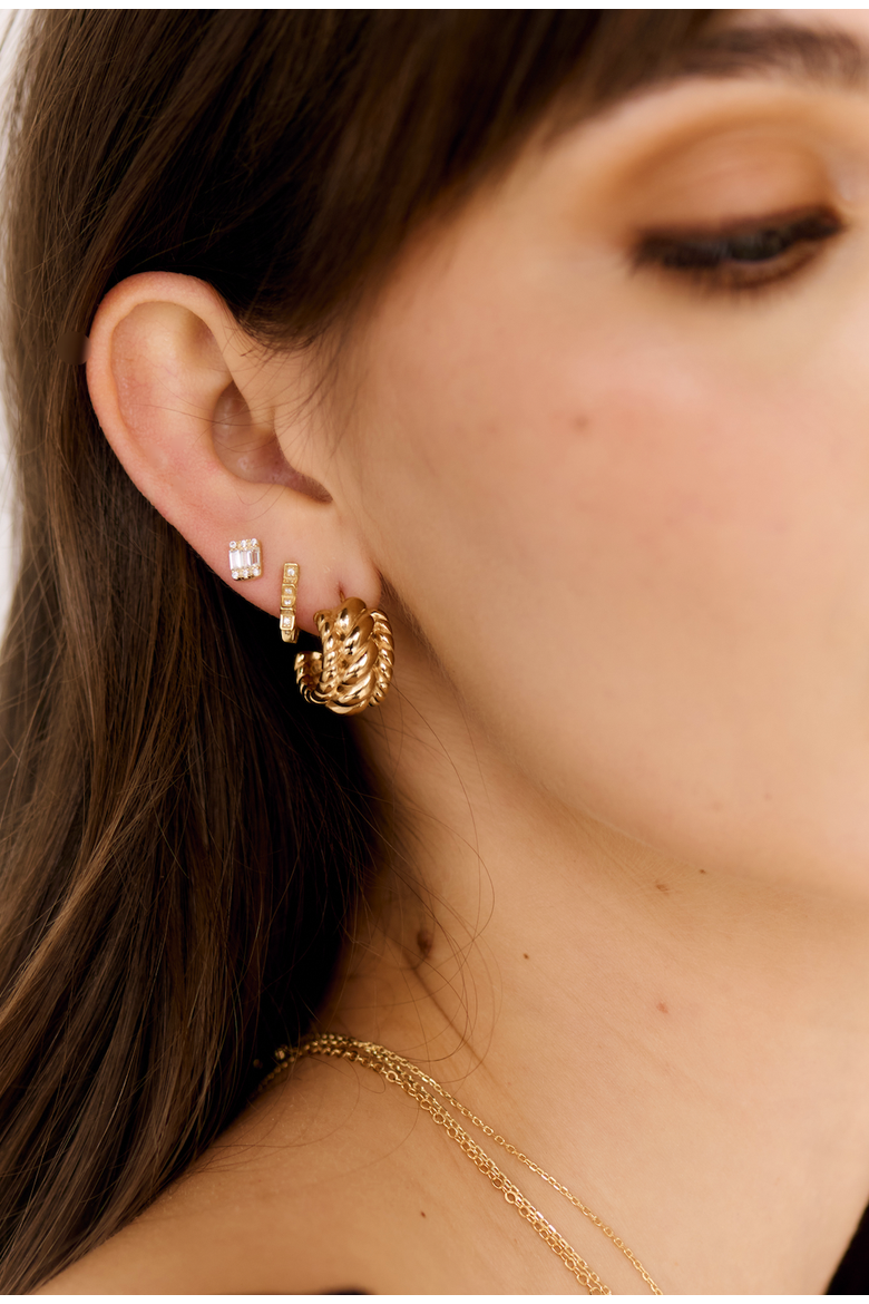 Mini Baguette Studs, Alternate, color, Gold