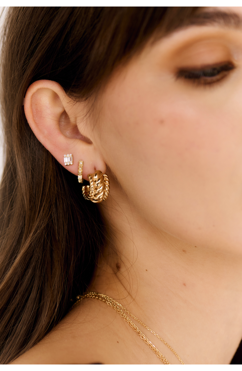 Mazin Jewels Mini Baguette Studs, Alternate, color, Gold