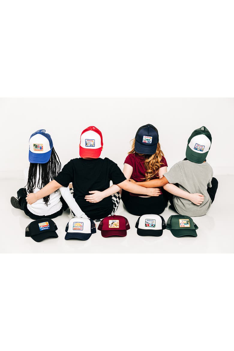 New York Postcard Trucker Hat - Kids, Alternate, color, Navy & White