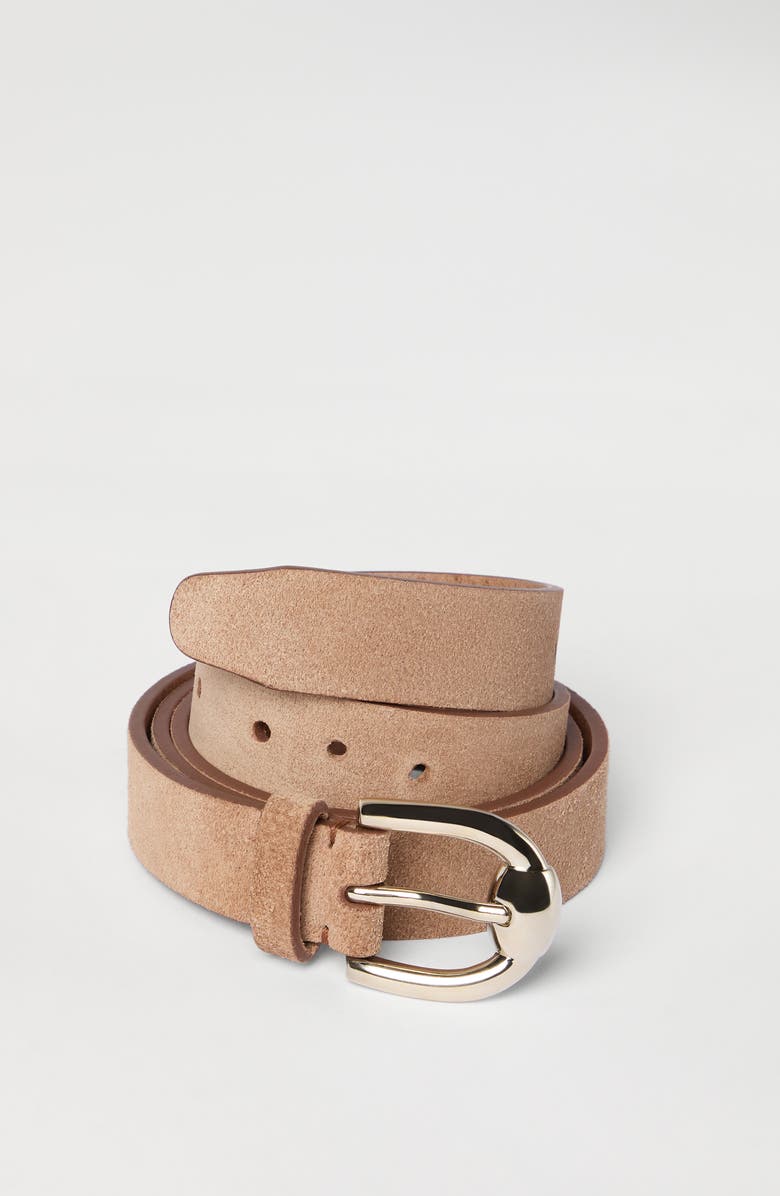 Brunello Cucinelli Reversed leather belt, Alternate, color, Tobacco