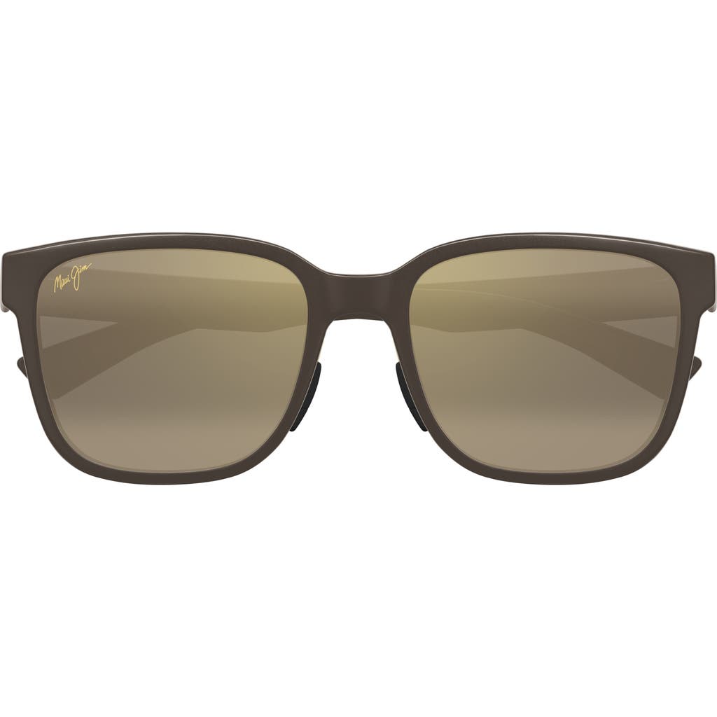 Maui Jim Paulele Af 57mm Polarizedplus2® Round Sunglasses In Brown/bronze