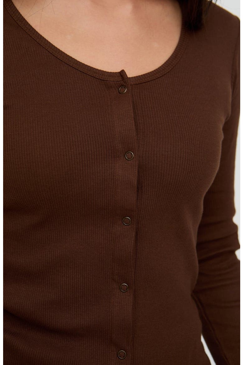 Organic Cotton Nora Long Sleeve Top, Alternate, color, Brown