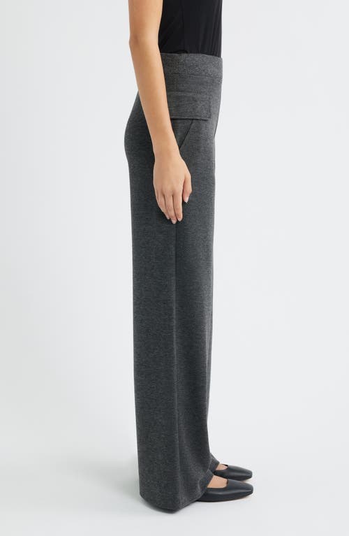 Hue Herringbone Wide Leg Pull-on Pants In Gray