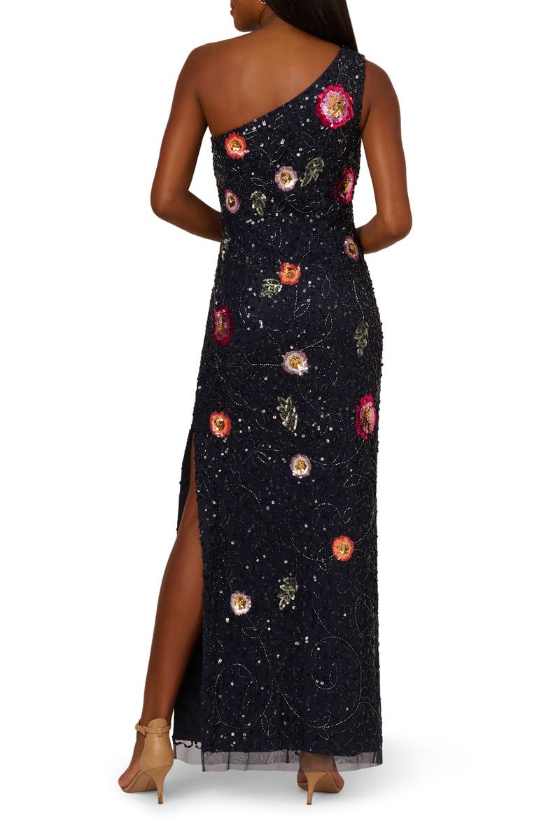 Adrianna Papell Sequin Floral One-Shoulder Gown, Alternate, color, 