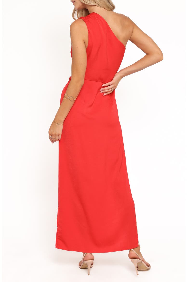 Nadia One-Shoulder Gown, Alternate, color, RED JACQUARD SATIN