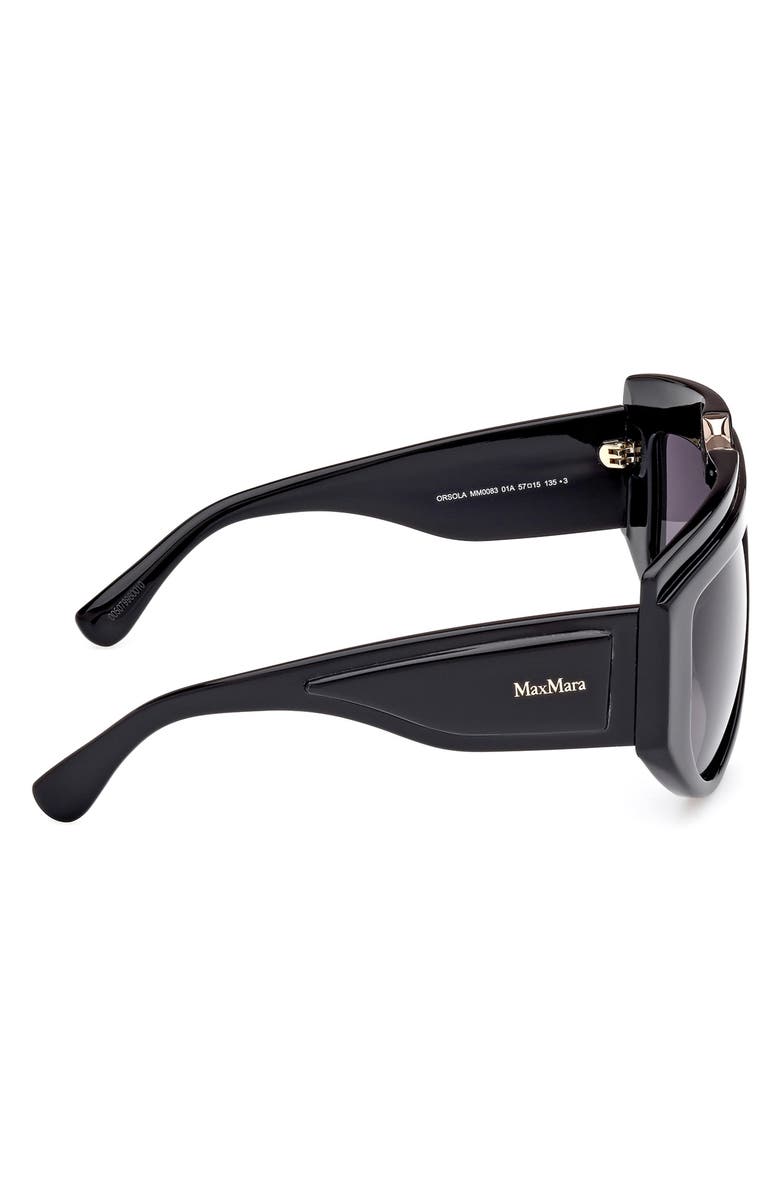 Max Mara 57mm Shield Sunglasses, Alternate, color, Shiny Black / Smoke