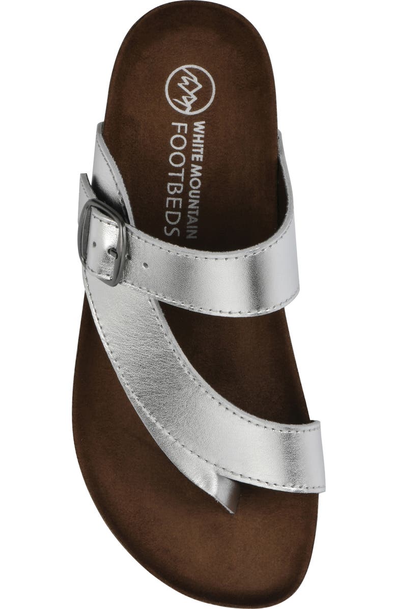 White Mountain Footwear Carly Leather Footbed Sandal, Alternate, color, Silver/ Leather