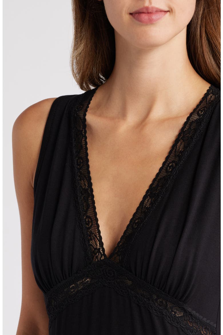 Lace Inset Empire Waist Dress, Alternate, color, BLACK