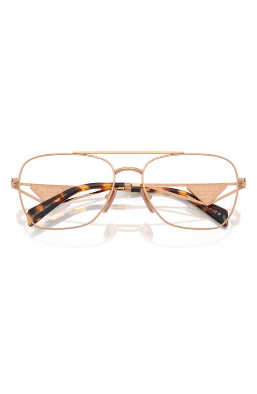 Prada 57mm Pilot Optical Glasses In Rose Gold
