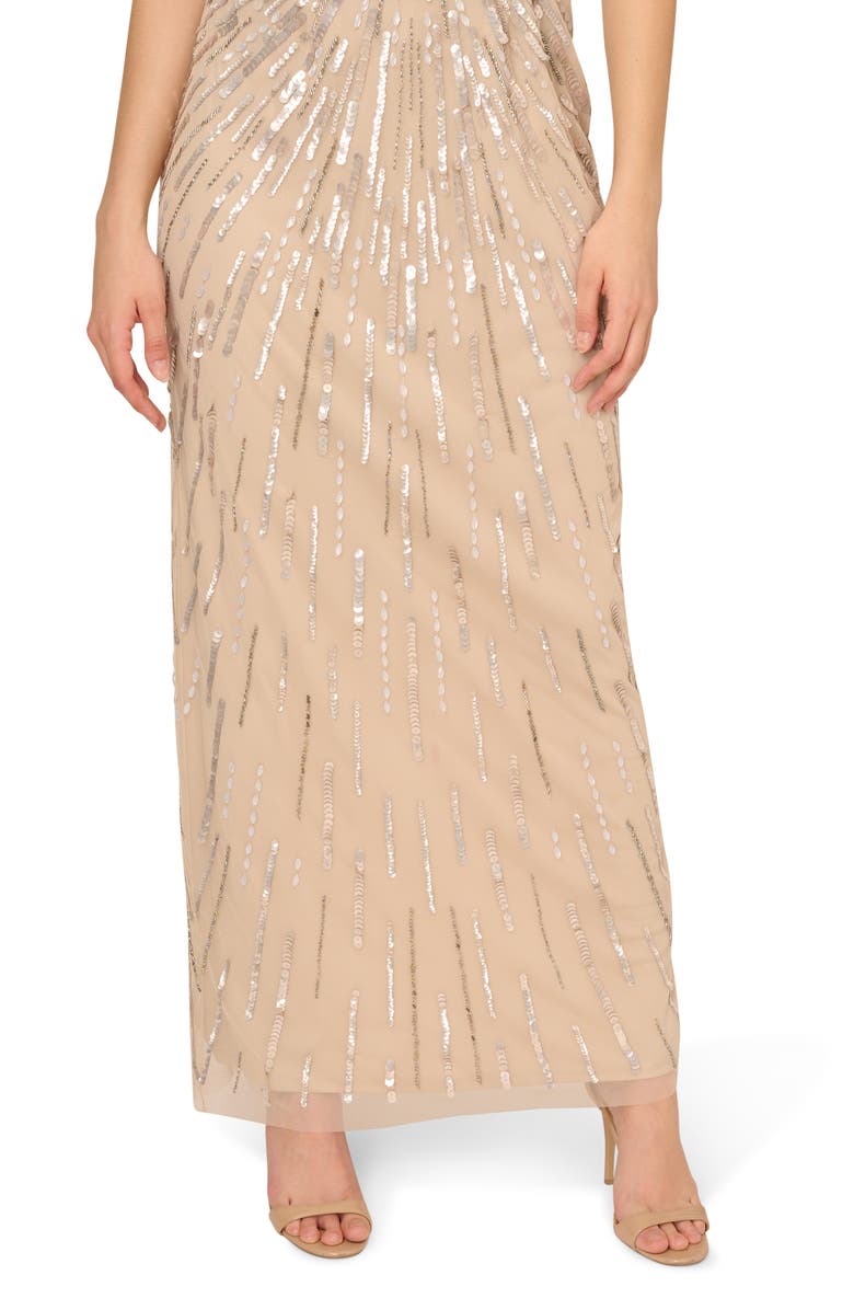 Adrianna Papell Embellished Column Gown, Alternate, color, Biscotti