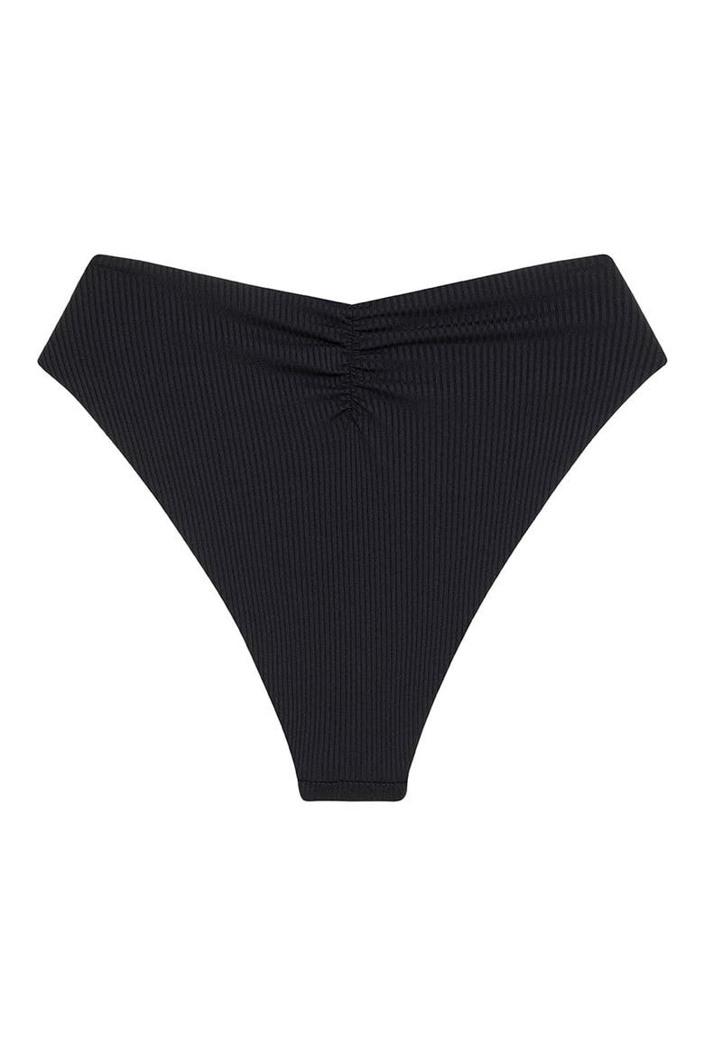 Paula Rib Waist Tie Bikini Bottoms, Alternate, color, BLACK RIB