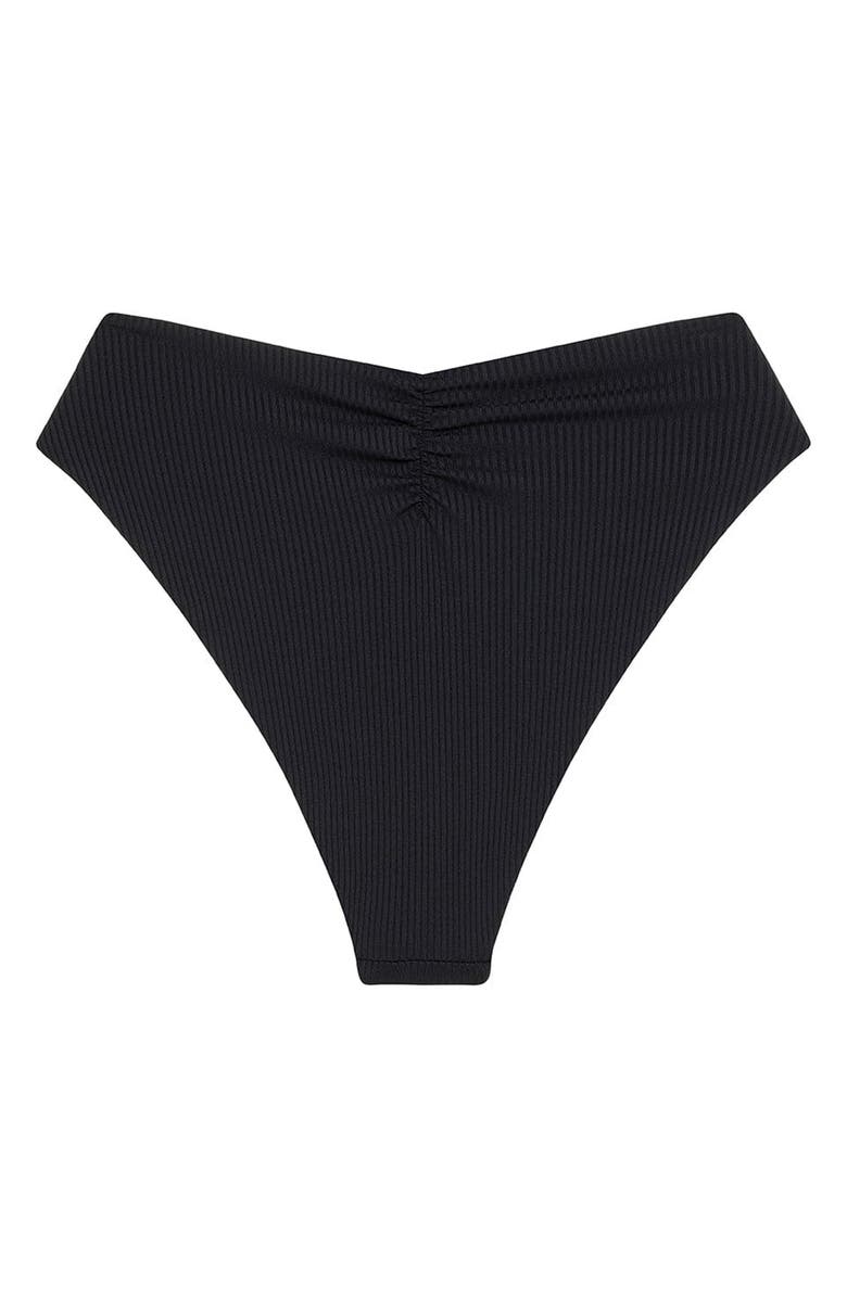 MONTCE Paula Rib Waist Tie Bikini Bottoms, Alternate, color, Black Rib
