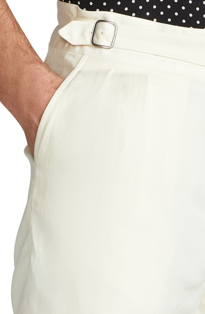 Ralph Lauren Purple Label Byron Pleated Silk & Linen Shorts, Alternate, color, 