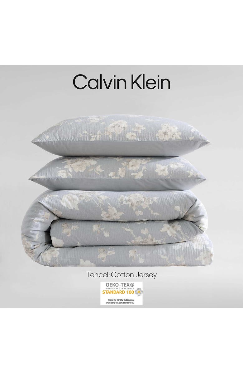 Calvin Klein Home Eternity Floral Reversible Cotton Gauze Comforter Cover & Shams Set, Alternate, color, Open Light Pastel Grey