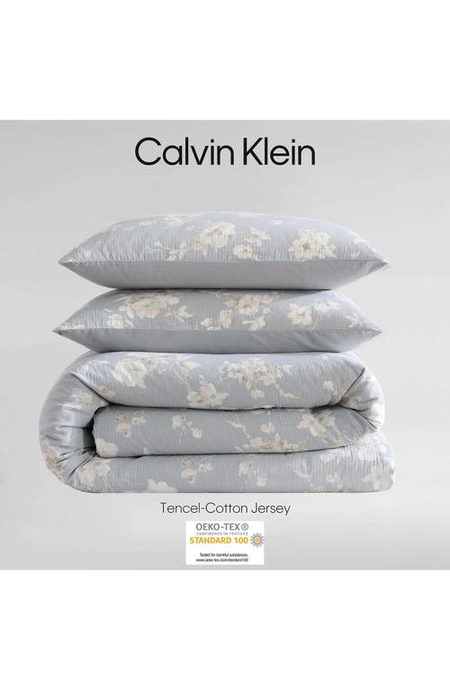 Calvin Klein Home Eternity Floral Reversible Cotton Gauze Comforter Cover & Shams Set In Blue