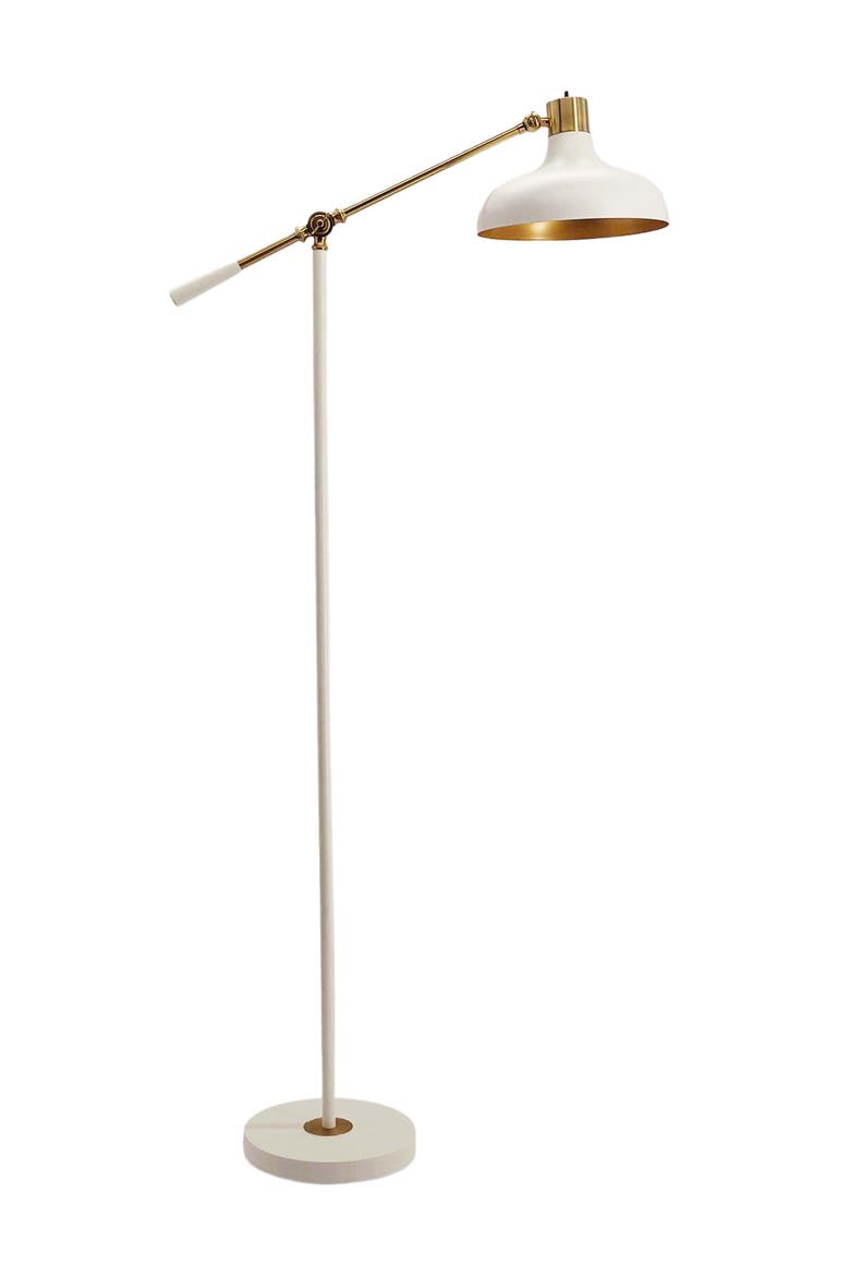 Wyatt Adjustable LED Reading Floor Lamp with Gold Accents, Main, color, Cream with Gold Interior