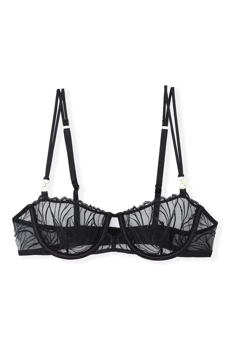 Envolee N°9 Embroidered Underwire Bra, Alternate, color, BLACK