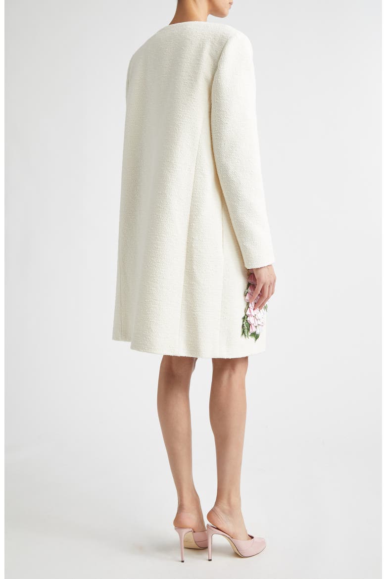 Foxgloves Embroidered Cotton & Wool Blend Jacket, Alternate, color, IVORY