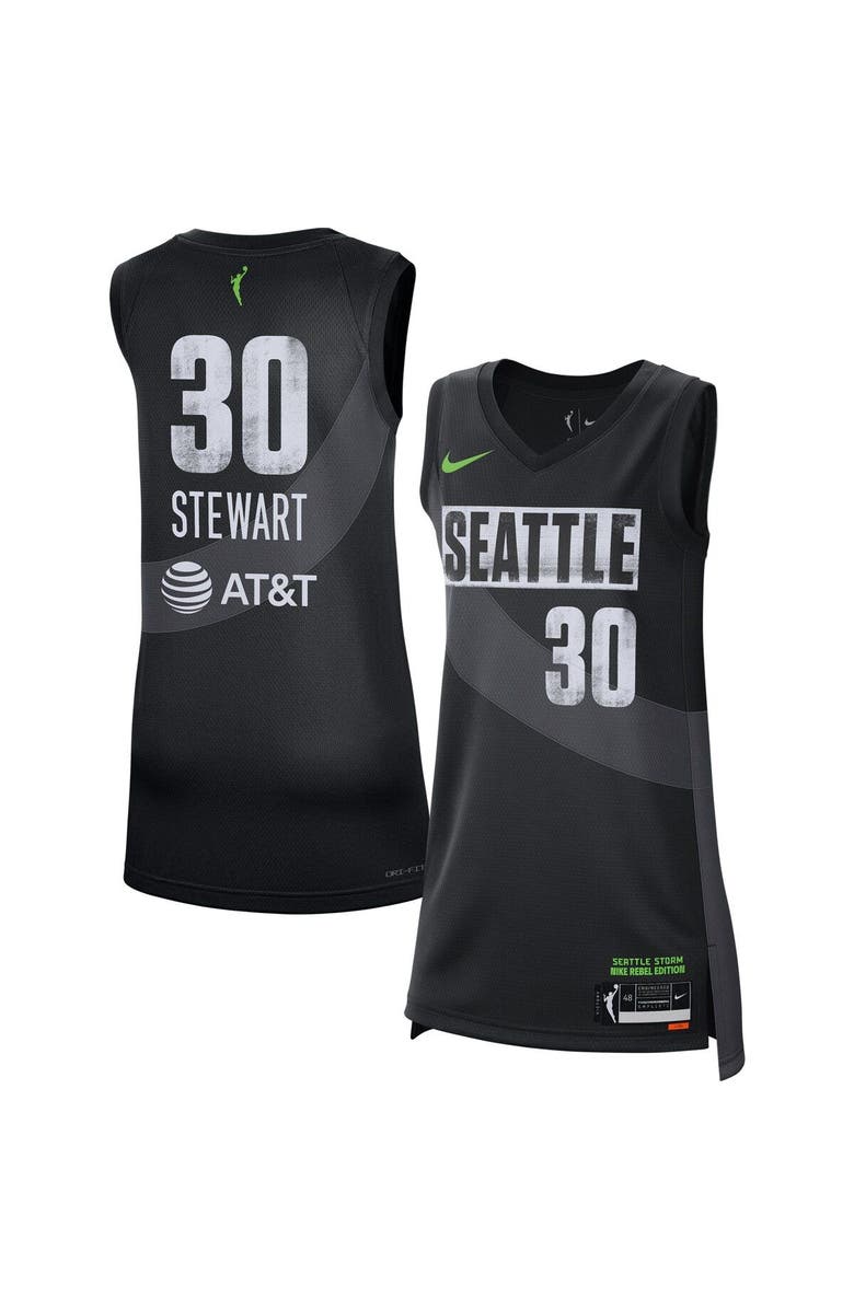 Nike Women's Nike Breanna Stewart Black Seattle Storm 2021 Rebel Edition Victory Player Jersey, Main, color, 