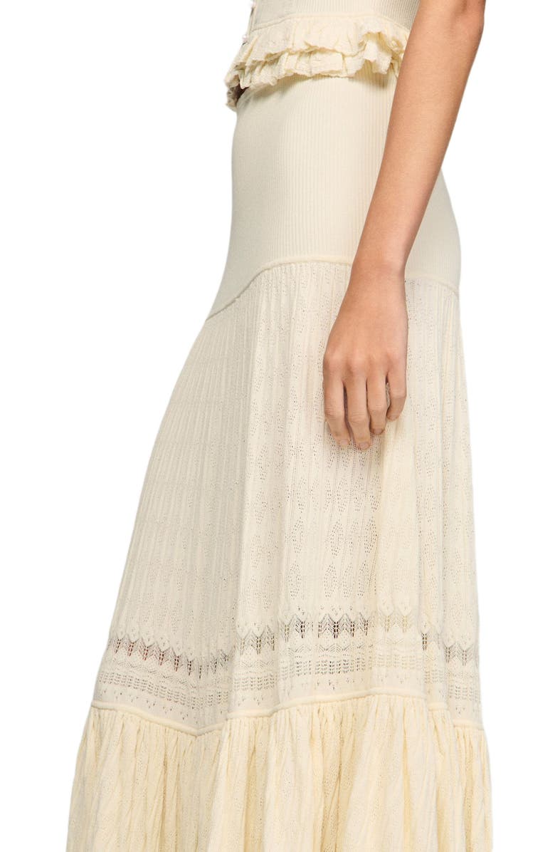 SANDRO Long knit skirt, Alternate, color, Ecru