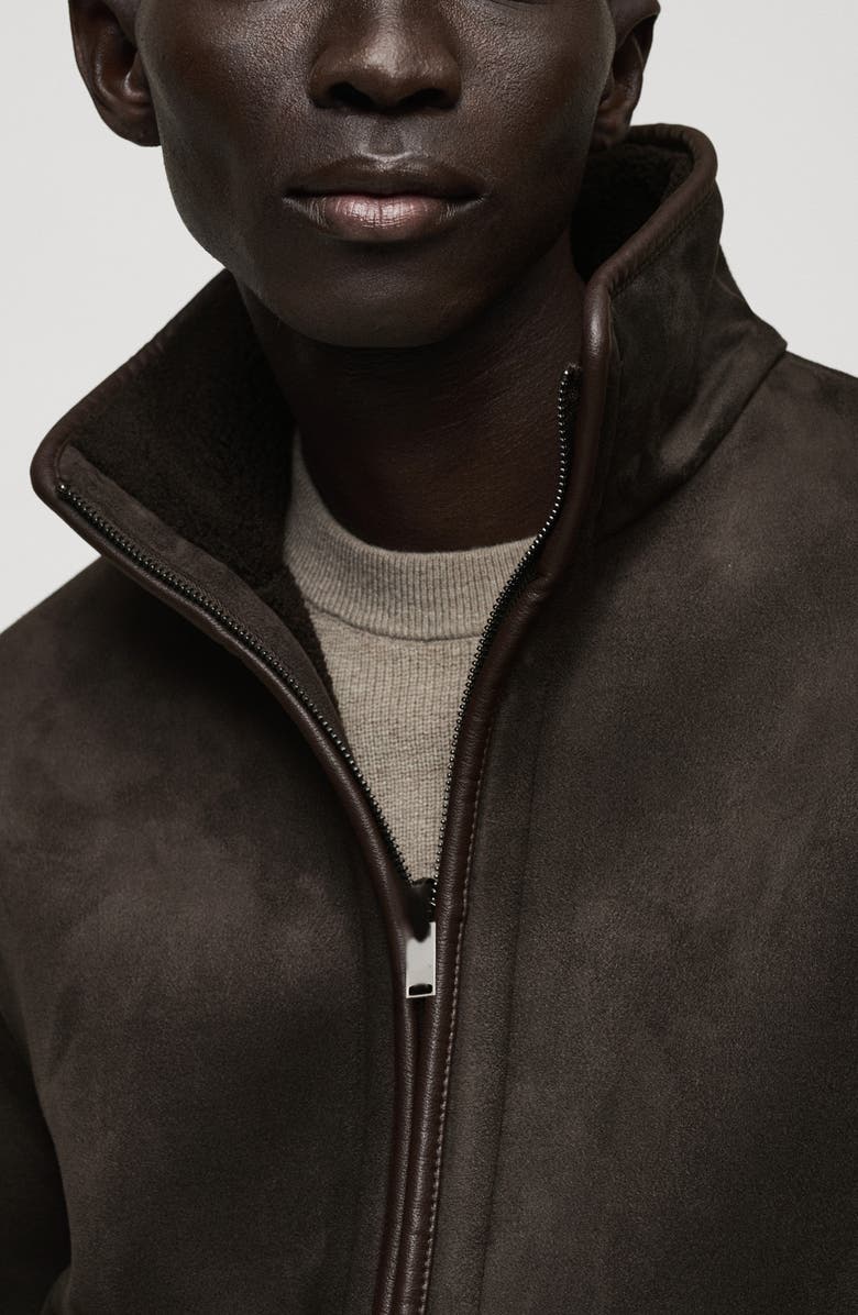 MANGO Faux Suede Aviator Jacket, Alternate, color, 