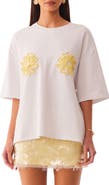 SNDYS Mai Tai Cord Embellished Floral Stretch Cotton T-Shirt