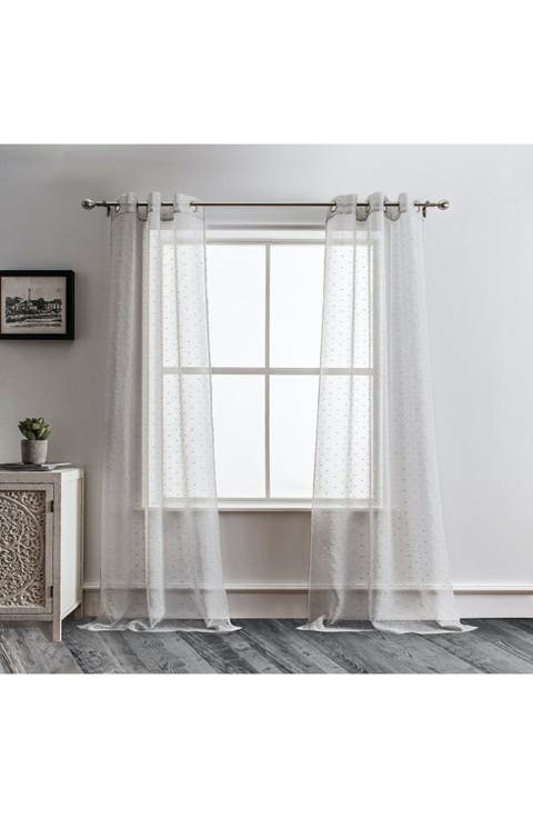 Ribbons Set of 2 Sheer Panel Curtains