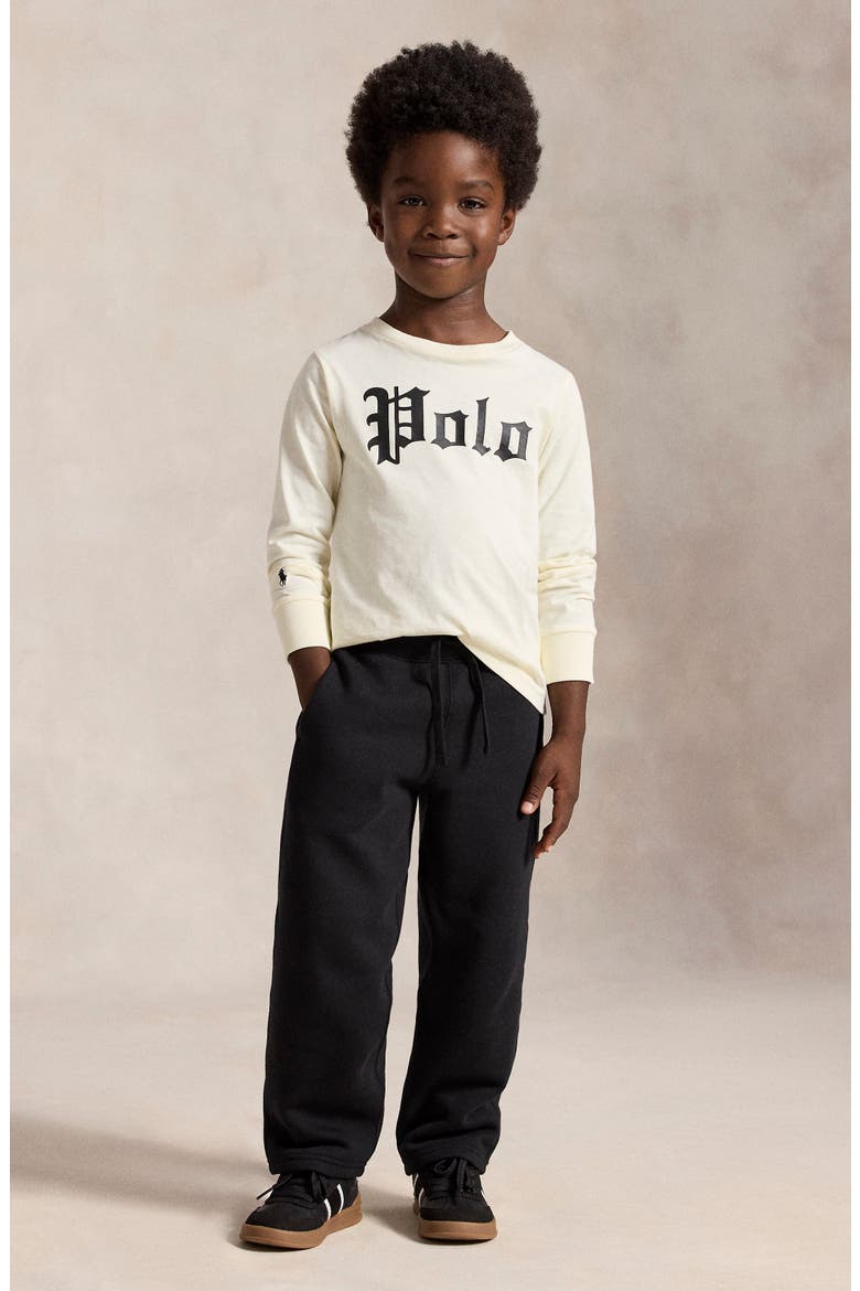 Kids' Polo Logo Graphic Long Sleeve T-Shirt, Alternate, color, CLUBHOUSE CREAM