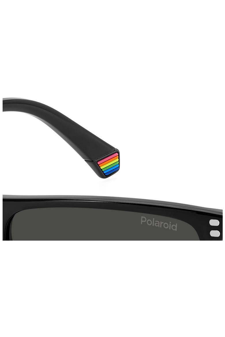 55mm Polarized Rectangular Sunglasses, Alternate, color, BLACK/ GREY POLAR