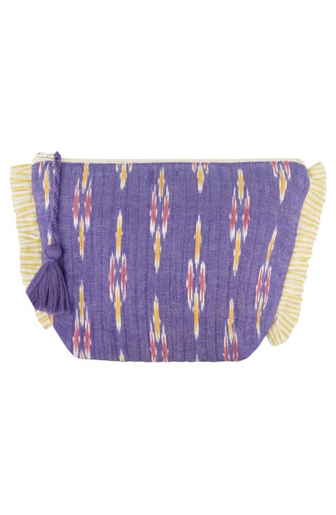 La Plage Ruffle Pouch Chambray Ikat