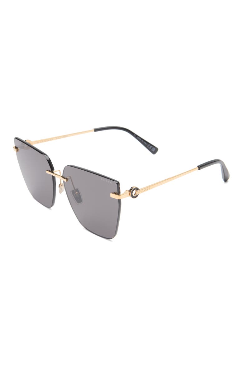 Rimless Butterfly Sunglasses, Alternate, color, SHINY ROSE GOLD / SMOKE
