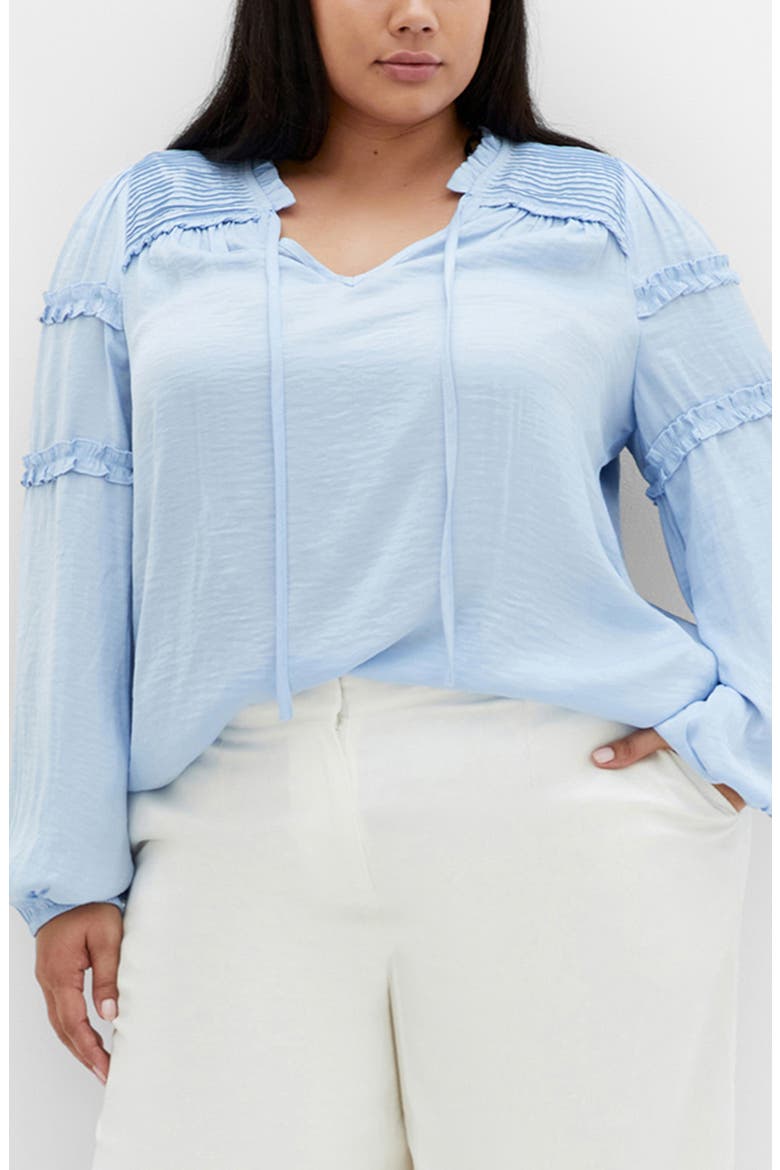 Ruffle Puff Sleeve<br />Peasant Blouse, Main, color, SKY