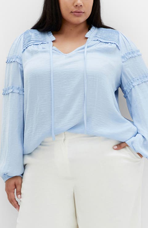 Ruffle Puff Sleeve<br />Peasant Blouse