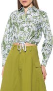Alexia Admor Gianna Poplin Drawstring Crop Button-Up Shirt