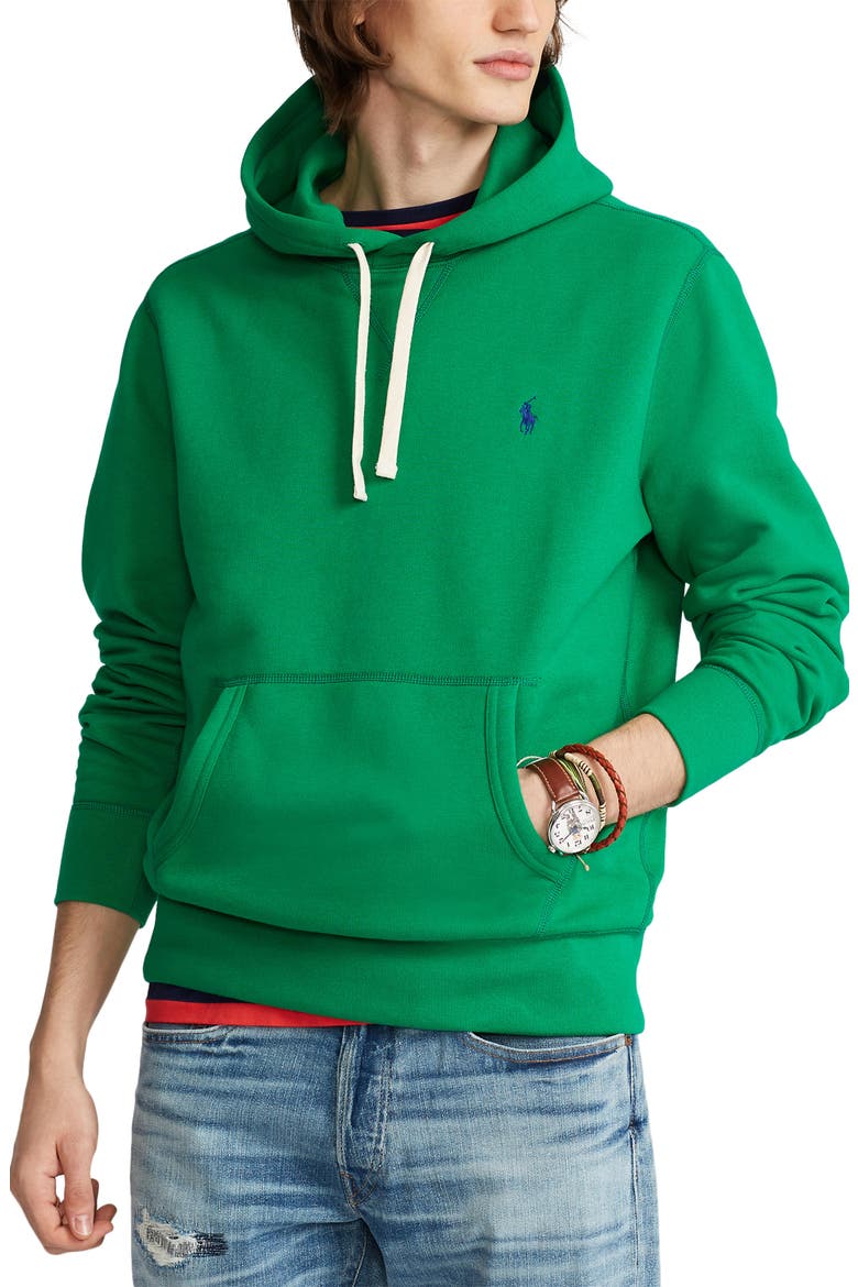Men's Fleece Hoodie, Main, color, BILL GREEN
