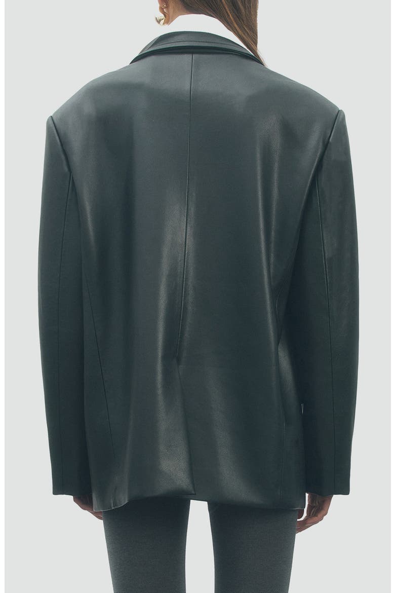 Aaron Faux Leather Blazer with Detachable Shirt Detail, Alternate, color, BLACK WHITE