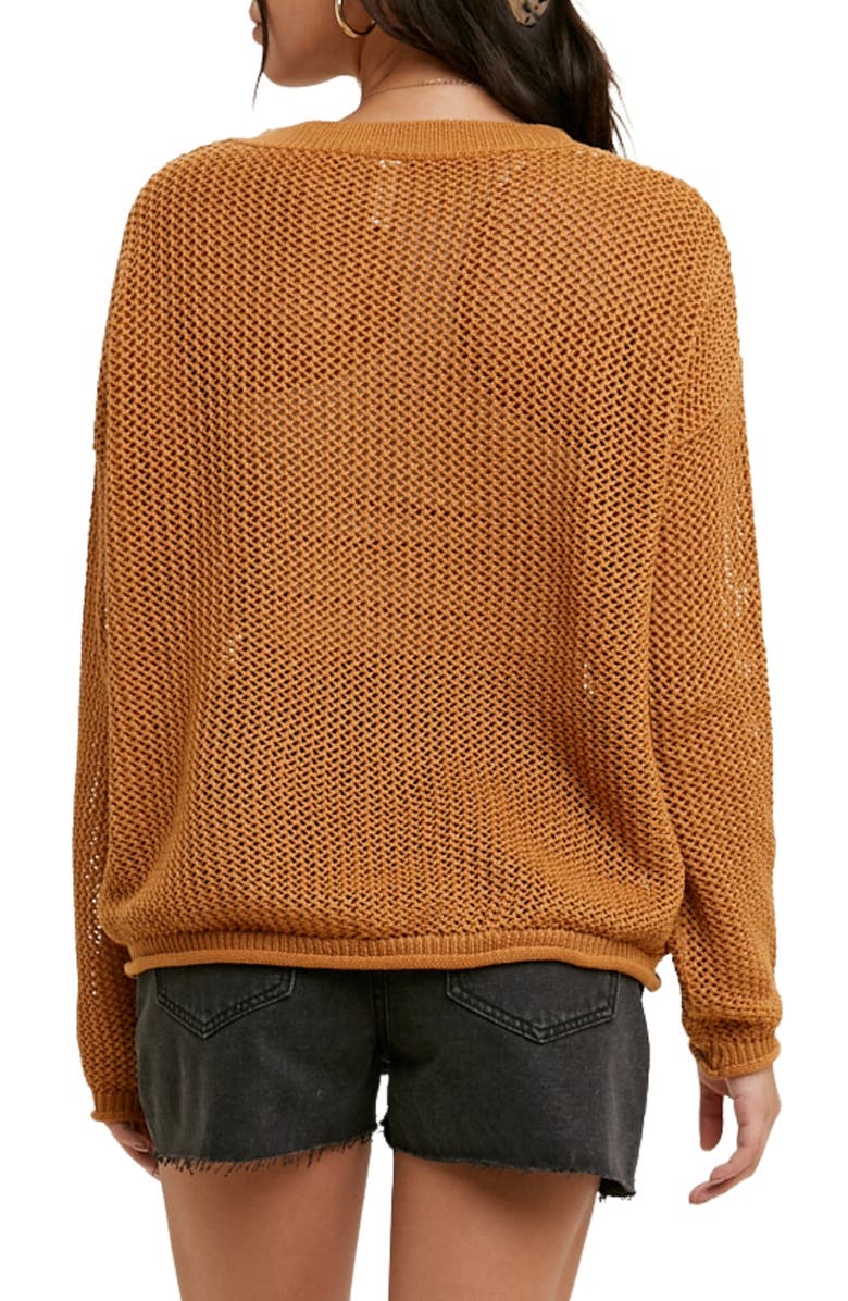 WISHLIST Open Stitch Sweater, Alternate, color, Caramel