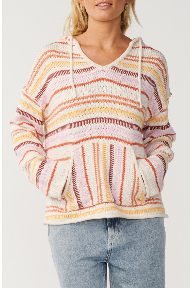 Retro Swell Stripe Hooded Sweater, Main, color, LILAC