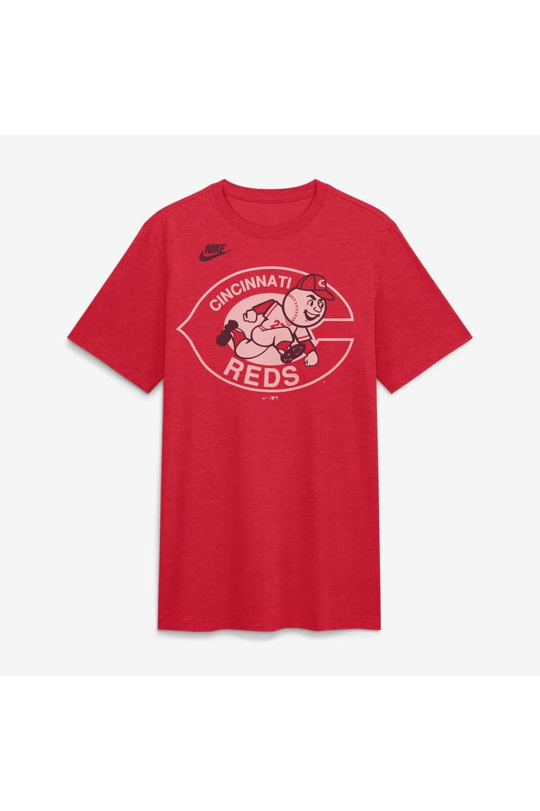Men's Nike Heather Red Cincinnati Reds Cooperstown Logo Tri-Blend T-Shirt, Alternate, color, Heather Red