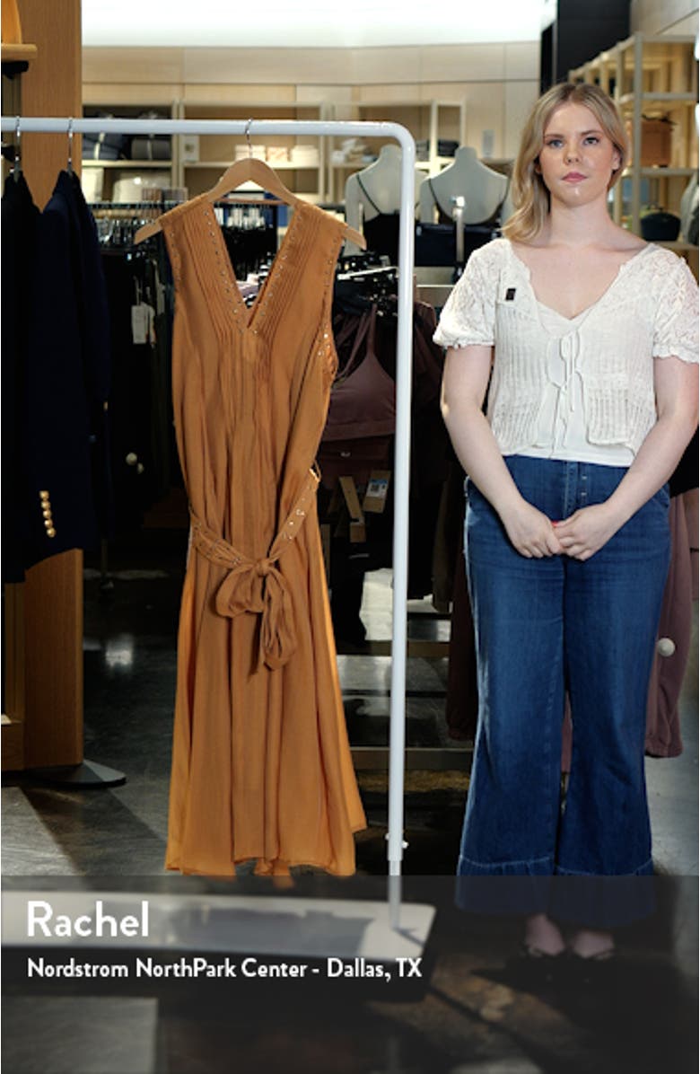 Grommet Tie Belt Sleeveless Organza Midi Dress, sales video thumbnail