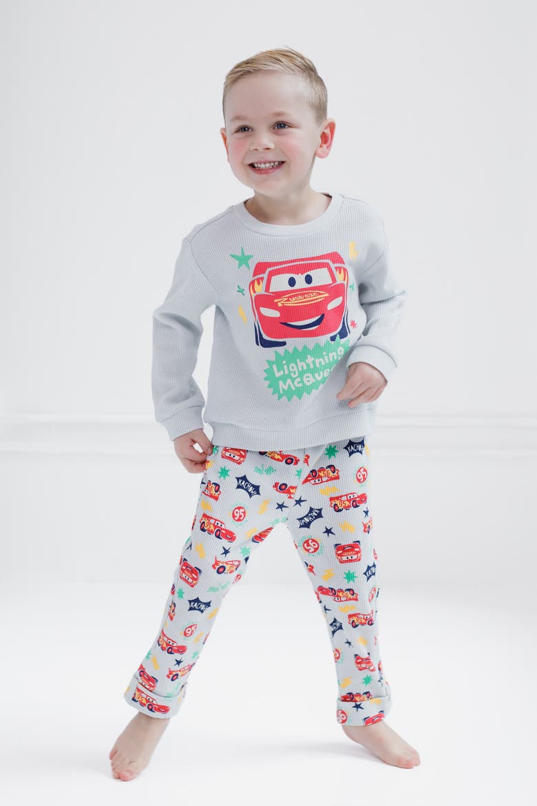 Pixar Loungewear 2-Piece Sweatshirt and Waffle Pants Set, Alternate, color, McQueen Grey